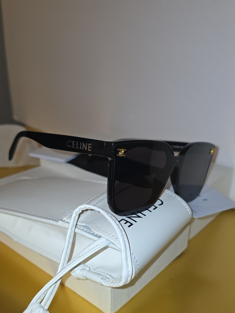 Celine Black Sunglasses with Gold Accents